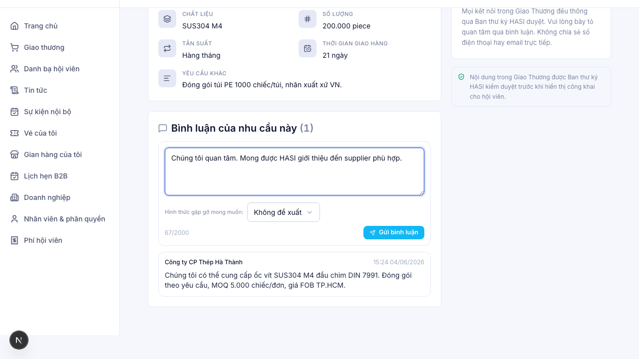 Ô bình luận có nội dung quan tâm, bình luận hợp lệ đã duyệt và một bình luận đang chờ kiểm duyệt do nghi chứa thông tin liên hệ